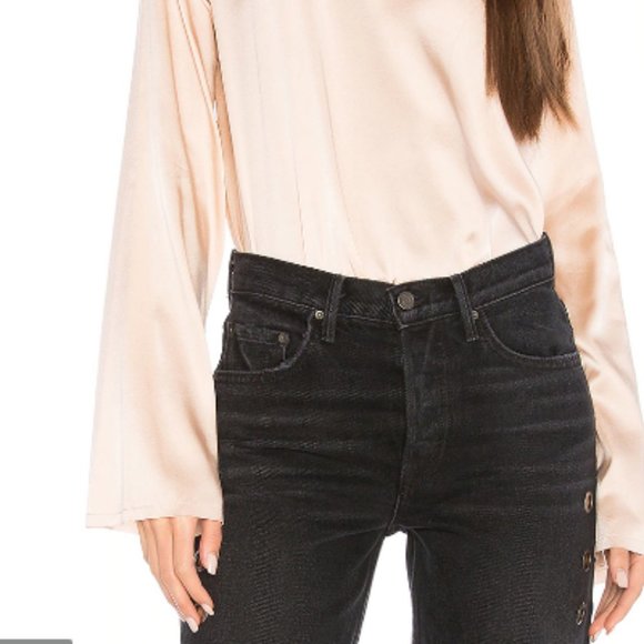 NWT--Nordstrom Rack Kendall & Kylie Stretch  Silk  Mock Neck L/S Blouse - Picture 5 of 12